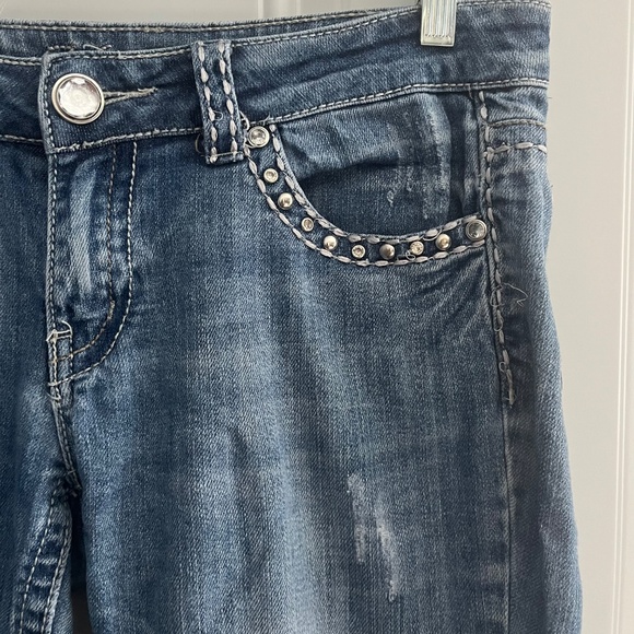 Miss Chic USA Bootcut Denim Jeans Women’s Size 5 Rhinestone Embellishments Light - Picture 4 of 7